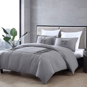 Gray Diamond Duvet Cover Set, Full / Queen with Two Matching Standard Shams